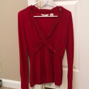 Red sweater from Anthropologie